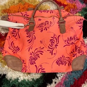 Merona Orange and Purple Floral Travel Bag